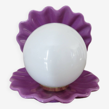 Purple ceramic shell lamp 1970