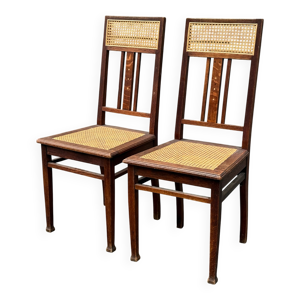 Paire de chaises en chêne - cannage
