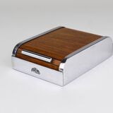 Carl Aubock rolling shutter storage box from the 1930s, cigarette dispenser, walnut, Vienna