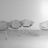 Rare Bertoia diamond chairs with ottoman for Knoll International, 1970s