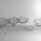 Rare Bertoia diamond chairs with ottoman for Knoll International, 1970s
