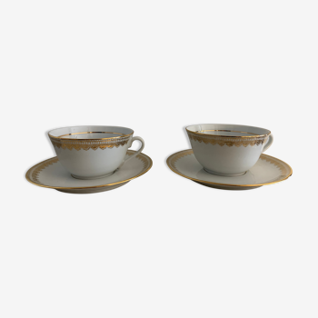 Pair of Bayonne porcelain cups and cups