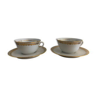 Pair of Bayonne porcelain cups and saucers