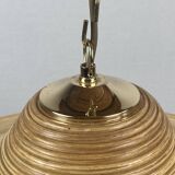 Pencil Split Reed, Rattan, Bamboo & Brass Pendant hanging lamp, Italy, 1970s