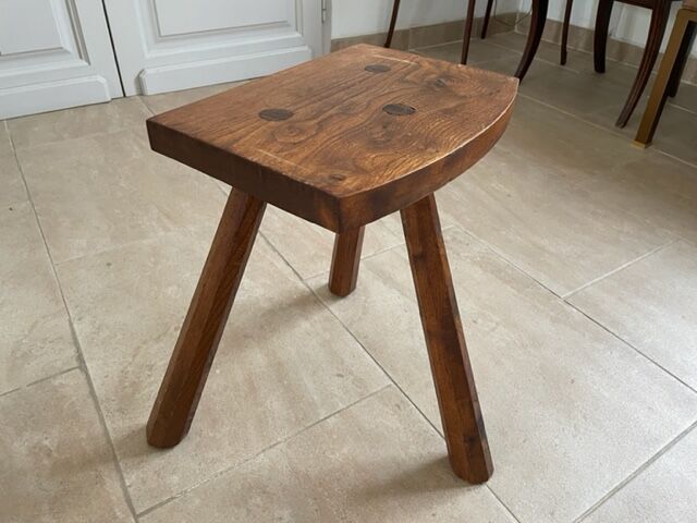 Tripod stool in solid oak 1950