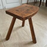 Tabouret tripode en chêne massif 1950