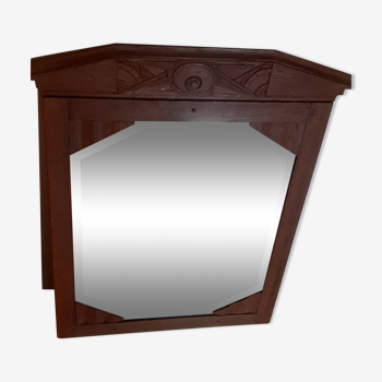 art deco mirror, mercury, the mirror is beveled, and a little bitted, oak surround