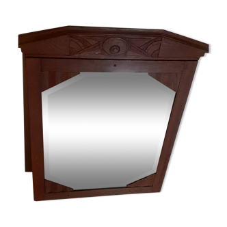 art deco mirror, mercury, the mirror is beveled, and a little bitted, oak surround