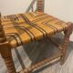 Vintage Art Deco Bobbin Wood and Straw Corner Chair, 1930s