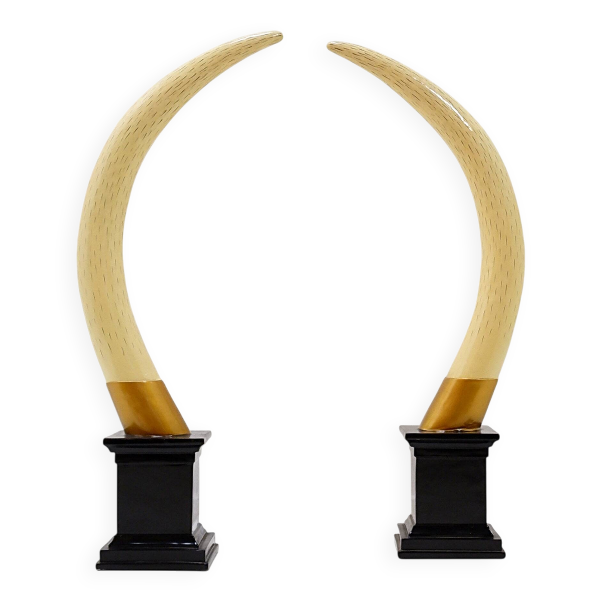 Pair of fake elephant tusks - 20th century H:82cm