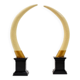 Pair of fake elephant tusks - 20th century H:82cm