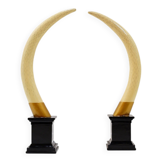 Pair of fake elephant tusks - 20th century H:82cm