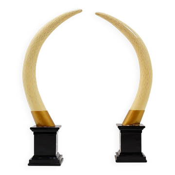 Paire de fausses défenses d'éléphant - 20ème siècle H:82cm