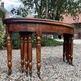 Half moon table forming walnut dining room table with 19th century period system
