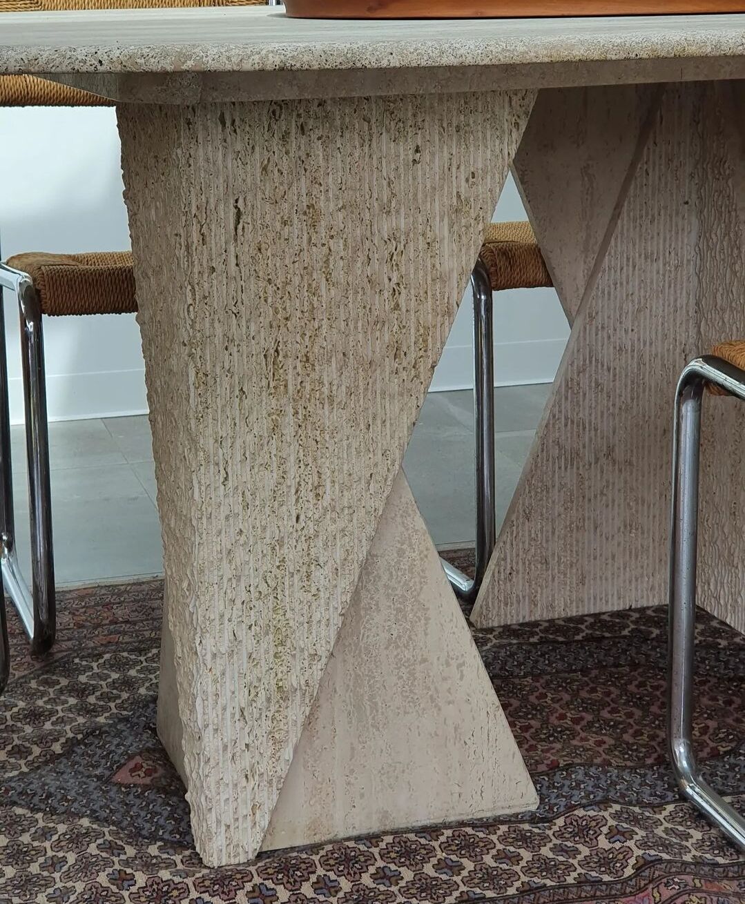 Travertine dining table