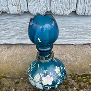 vintage vase painted in satin blue