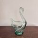 Green Glass Coupe Vase Swan Murano 26 cm Art Deco or 1950s Style
