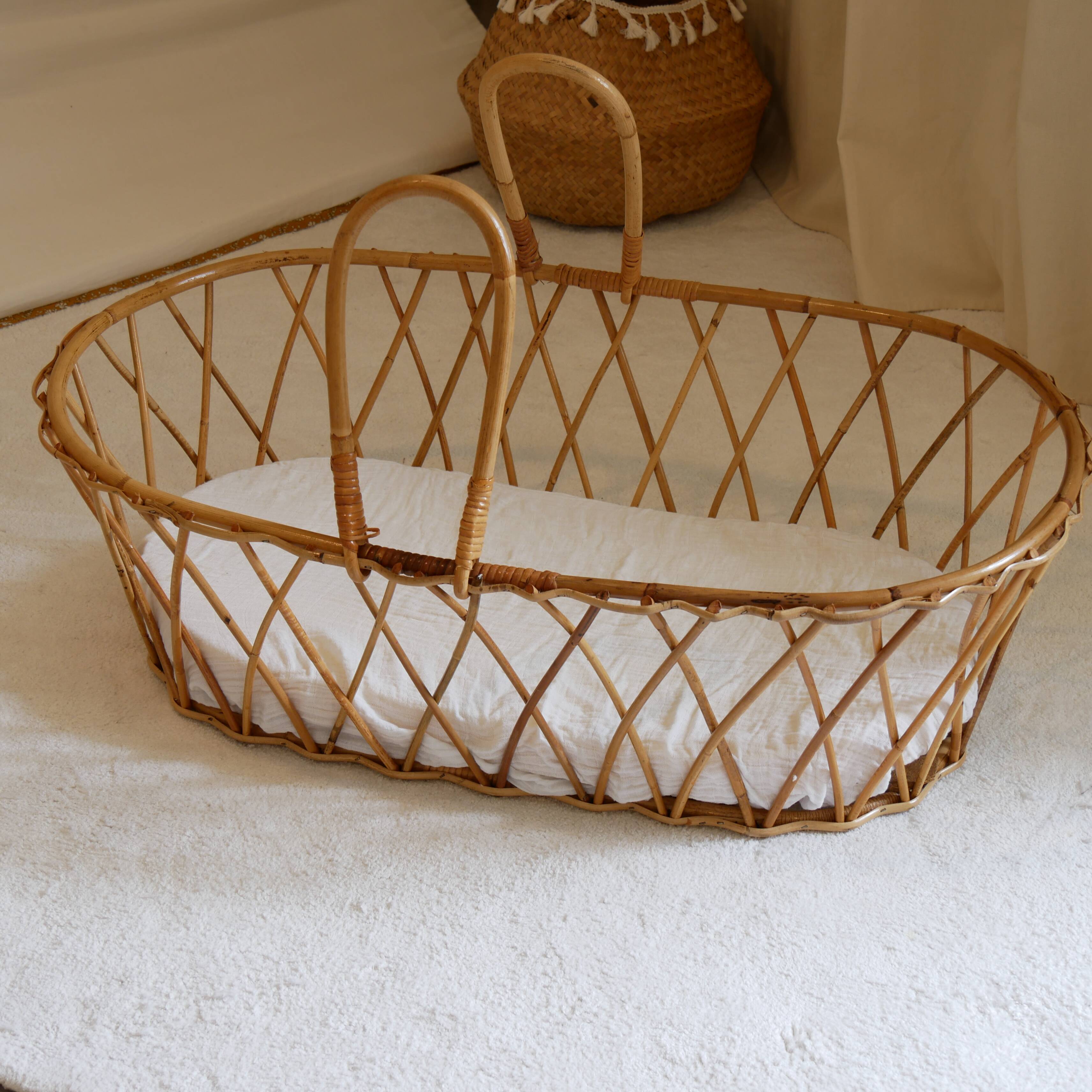Vintage rattan bassinet