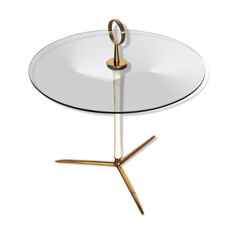 Side Table in Brass and Glass by Vereinigte Werkstätten, 1970s