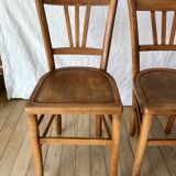 Set of 5 beech wood bistro chairs from the 1950s