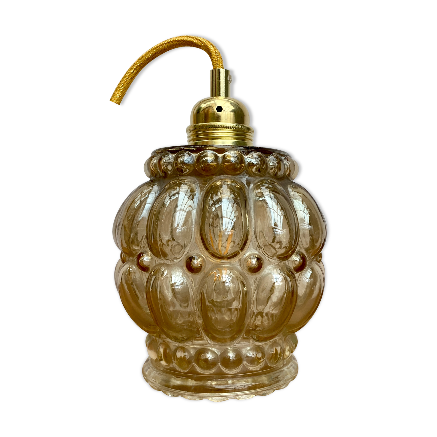 Vintage amber glass globe walker