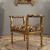 Banquette de piano en bois doré de style louis xvi epoque napoleon iii