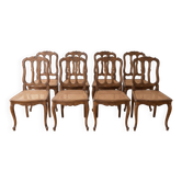 Set of 8 Louis XV chairs in wood and caning.