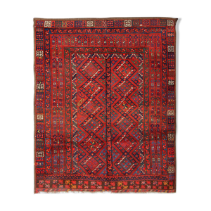 Fait à la main Red Wool Tribal Area tapis persan Turkman tapis- 160x190cm