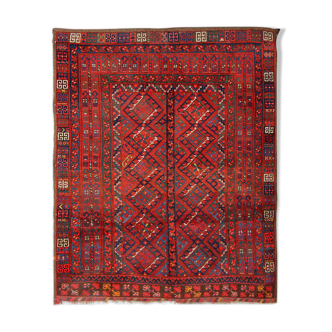 Fait à la main Red Wool Tribal Area Tapis Persan Turkman Tapis- 160x190cm
