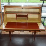 Office, Scandinavian slope secretary, satin wood and teak plating.