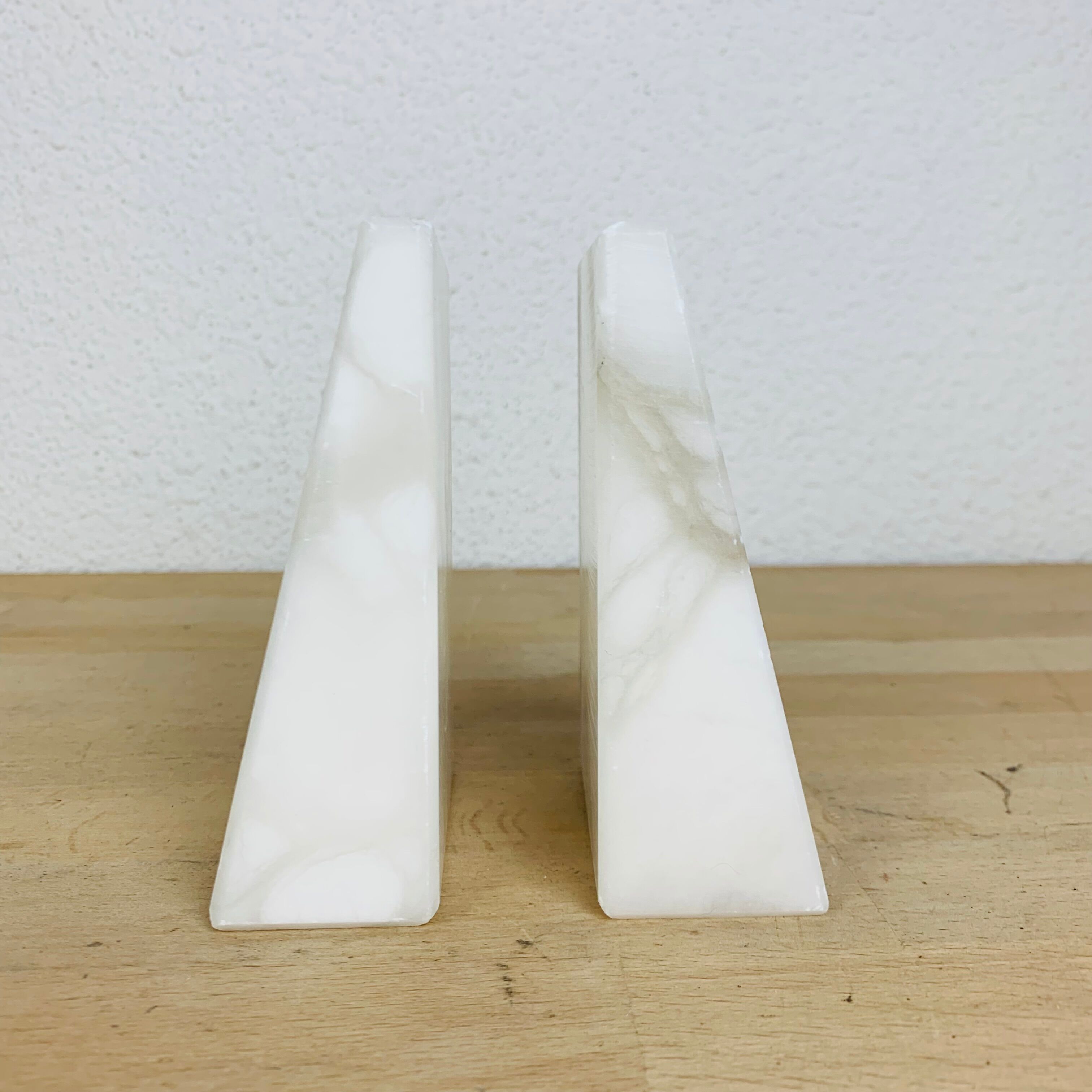 Pair of book greenhouses in alabaster white marble