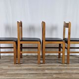 Ensemble de quatre chaises en hêtre et cuir