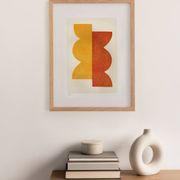 Abstract painting on 30x40cm yellow and orange wax paper signed Eawy