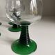 6 Vintage Green Wavy Stemmed Glasses