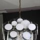 Large 36 Murano Glass White Disc Chandelier by Vistosi, 1970s
