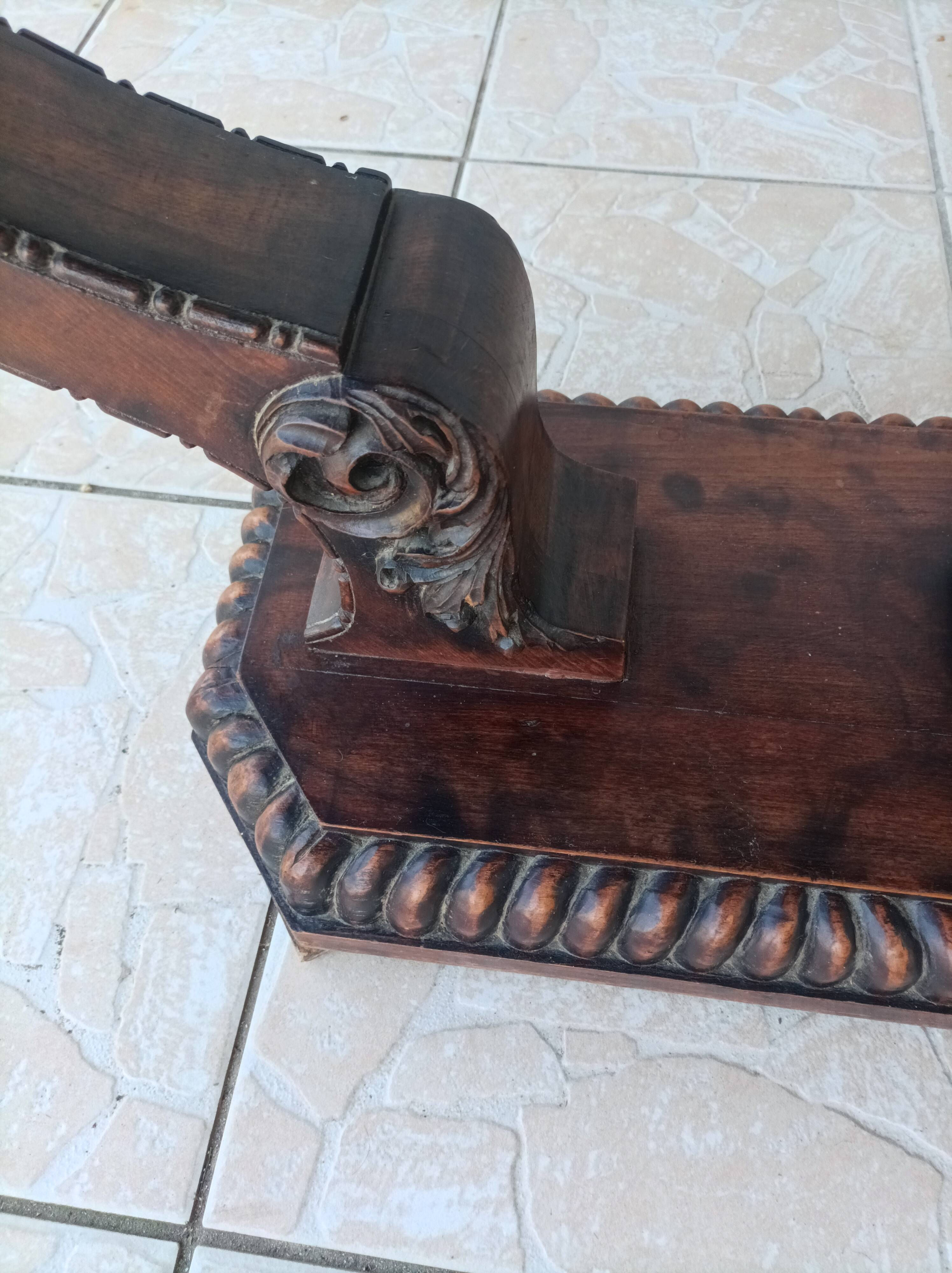 Art Deco style coffee table in carved natural wood