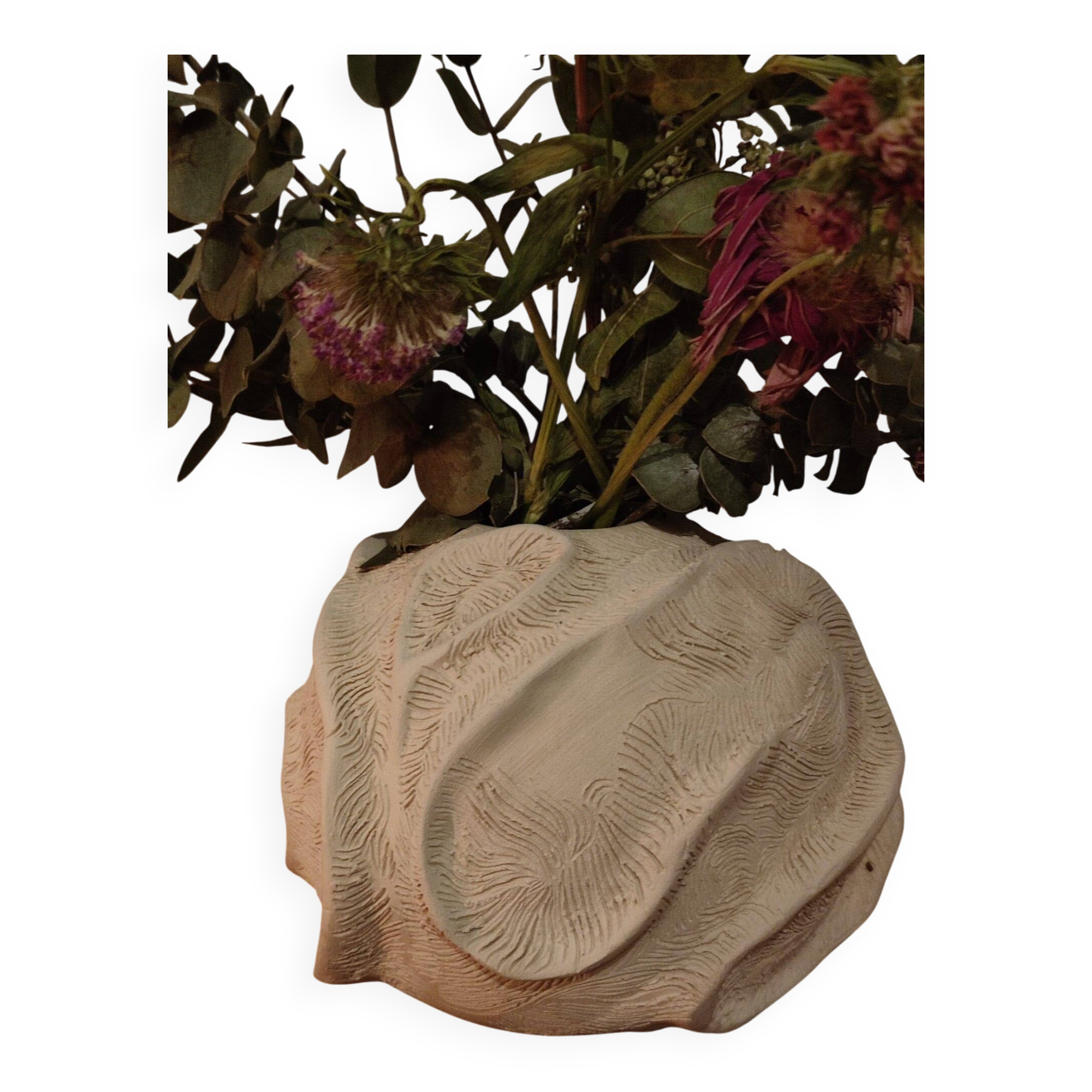 Round matte ceramic vase