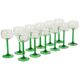 Set of 12 Vintage Luminarc Alsace Wine Glasses Thick Green Stems