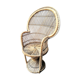 Fauteuil Emmanuelle taille enfant osier rotin vintage / Hauteur : 80 cm