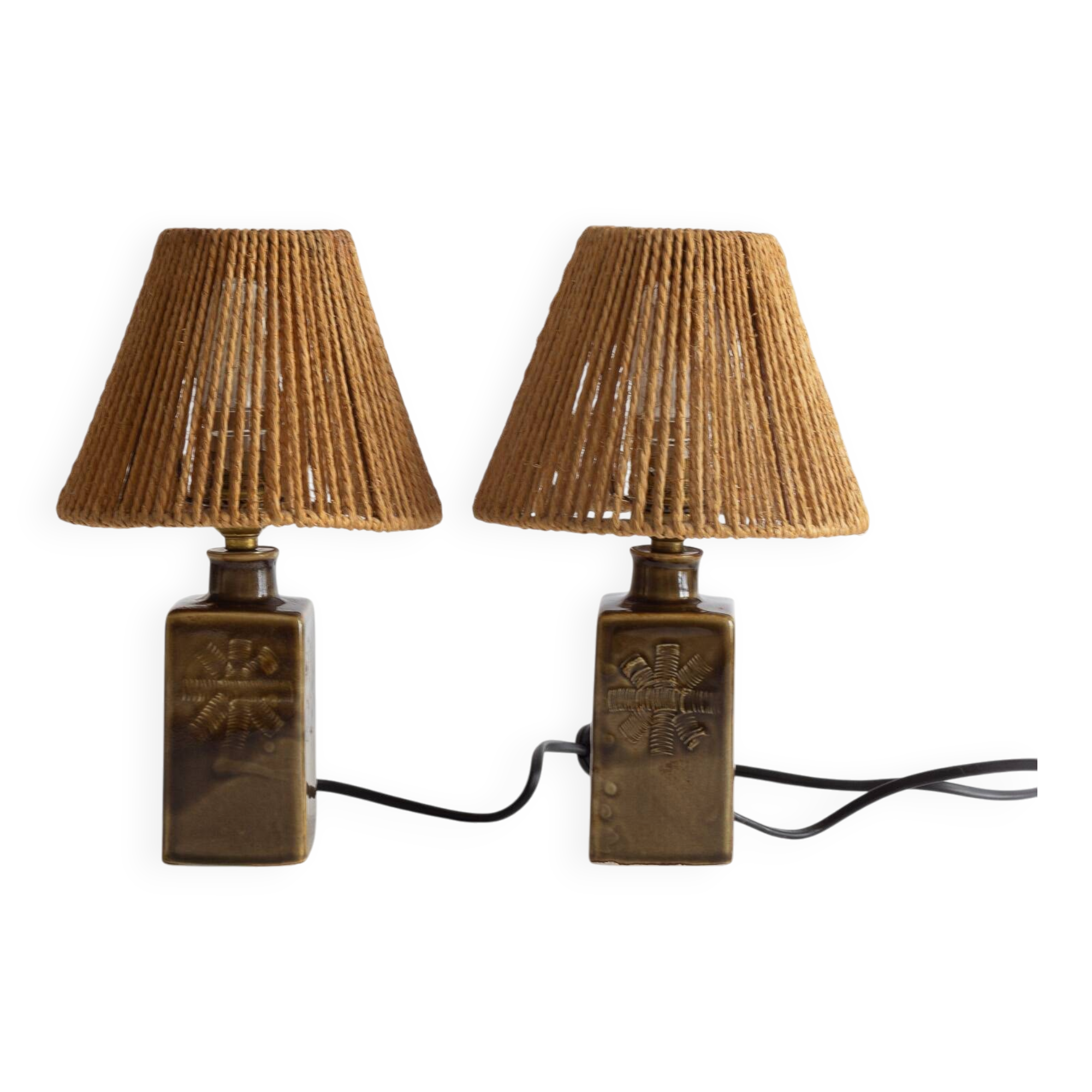 Two glazed ceramic lamps – Signature to be identified – 1960s