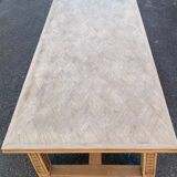 Renovated 19th-century Breton farmhouse dining table, extendable, in oak, 200-290 cm.