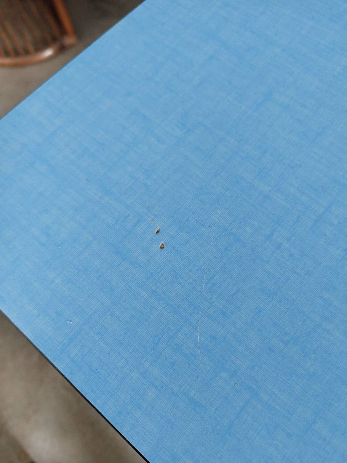 Blue formica table