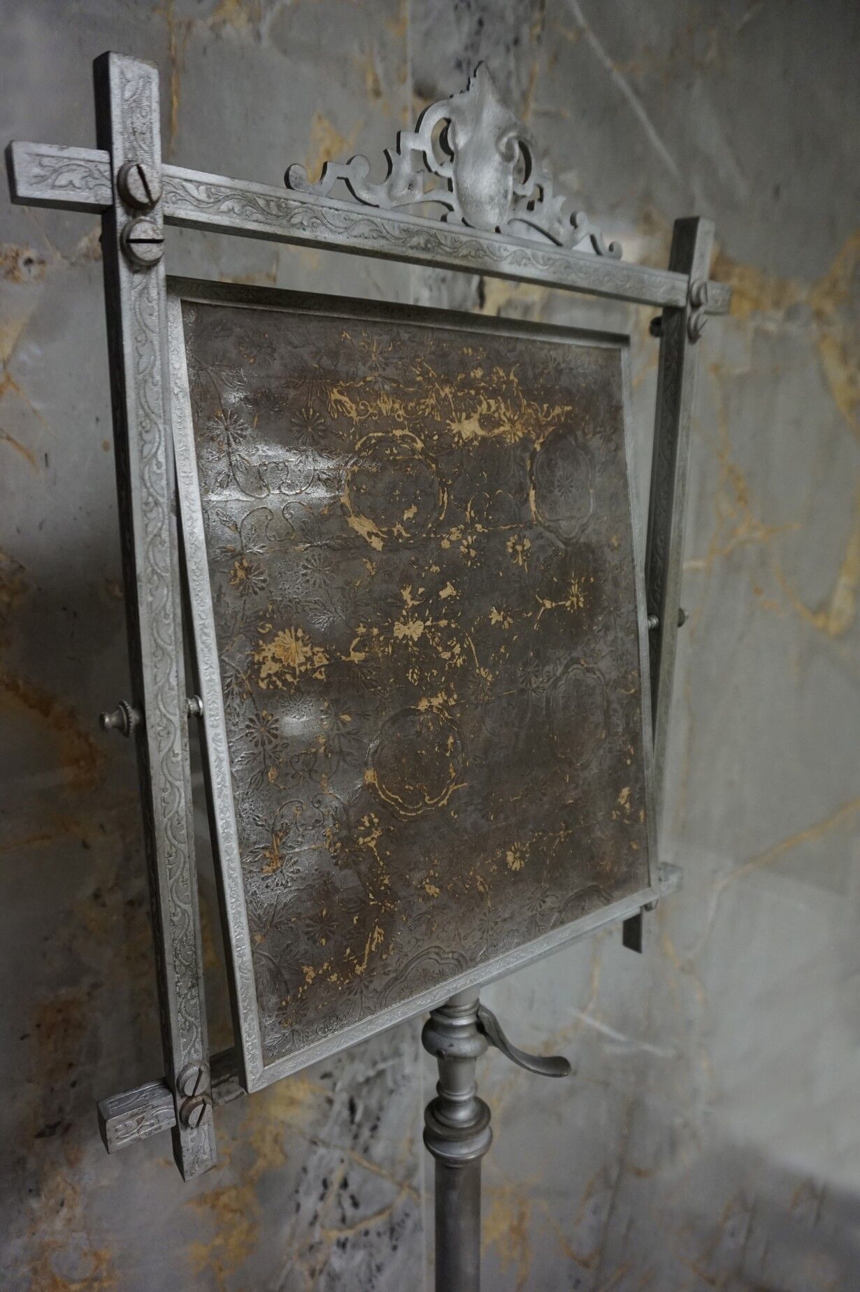 Vintage cast iron adjustable Shaving Stand