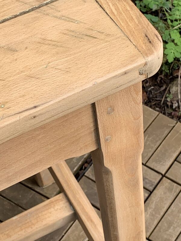 Table de ferme art déco bois brut