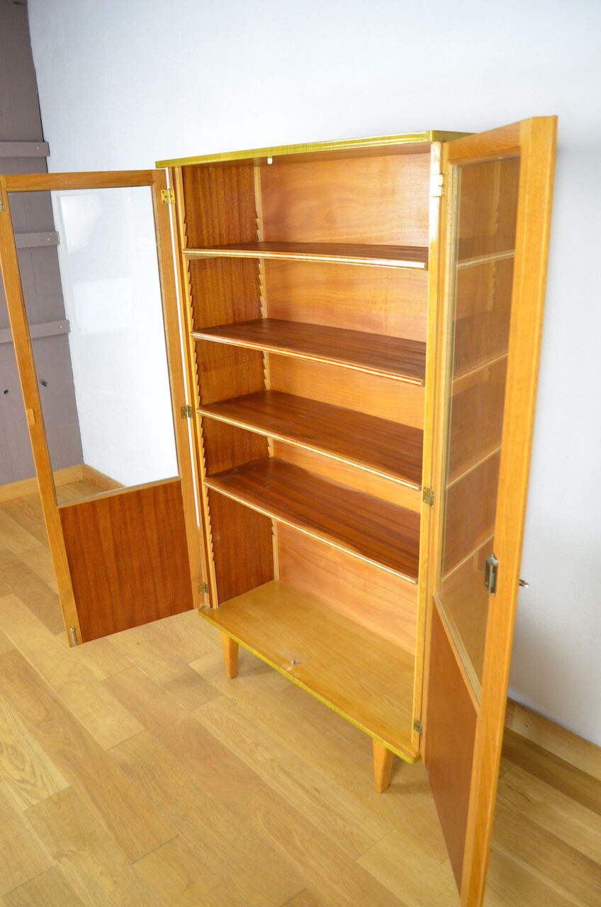 Vintage blond oak glazed library 1950
