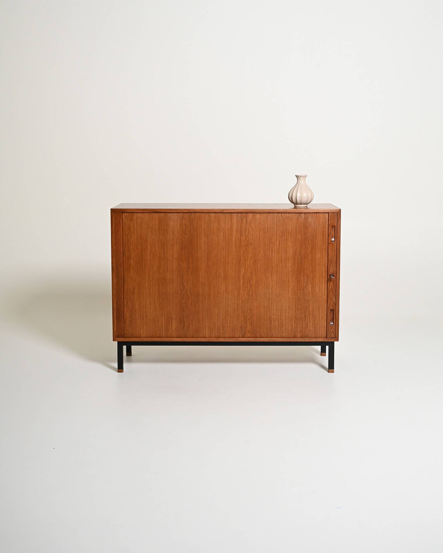 Scandinavian oak cabinet with tambour door, 1960s