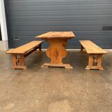 Pair of oak farm benches