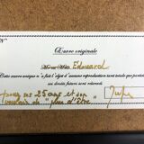 Signed charcoal drawing with certificate of origin