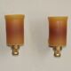 Pair French Vintage 1960s Retro Single Wall Lights Brass & Orange Acrylic