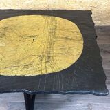 60s 70s Brutalist Coffee Table Side Table Slate Top Design